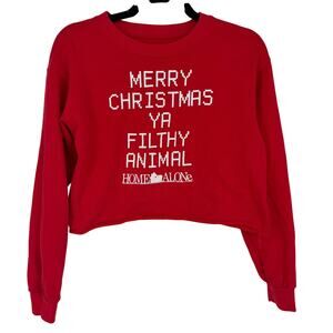 Home Alone Kids Red Cotton Blend Ya Filthy Animal Crop Sweater Size Youth Medium